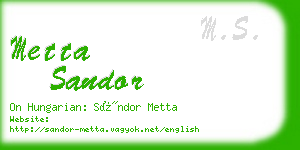 metta sandor business card